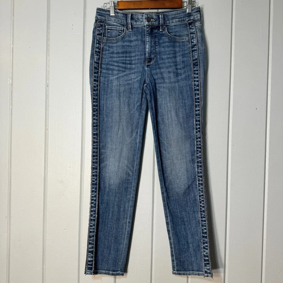 White House‎ black market High-Rise Rhinestone Stripe slim ankle Jeans size 4 - Picture 1 of 15